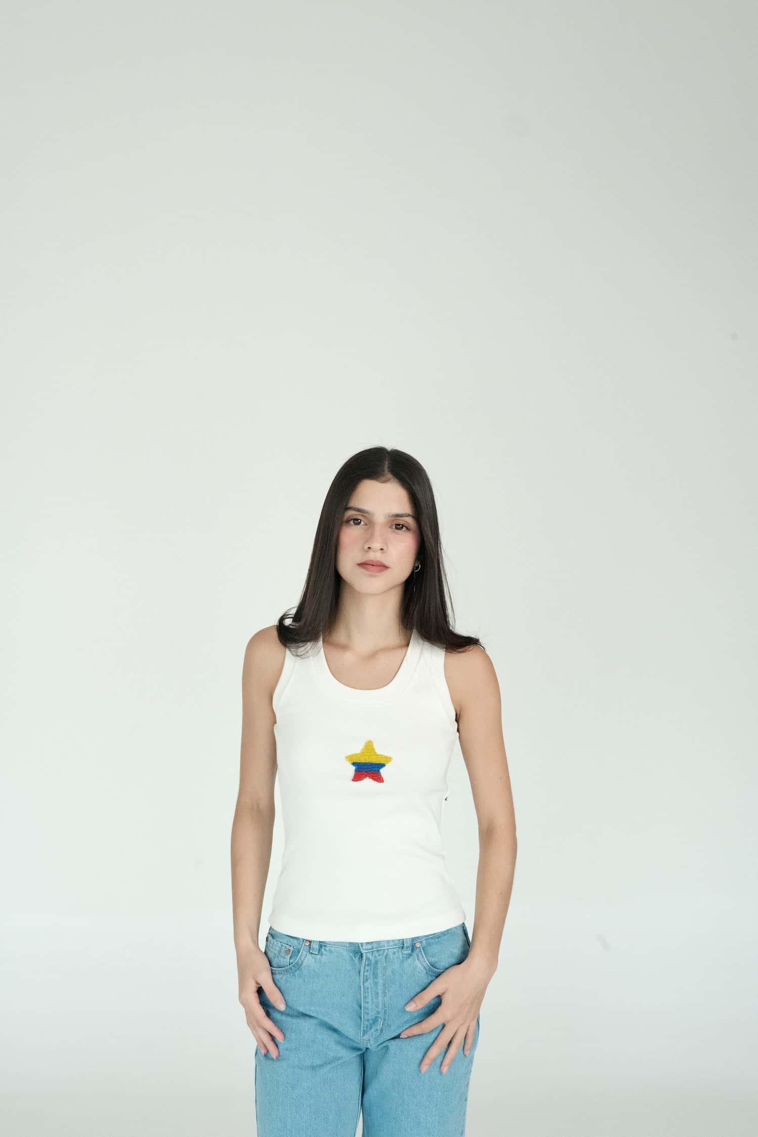 Colombian Star Tank Top (White)
