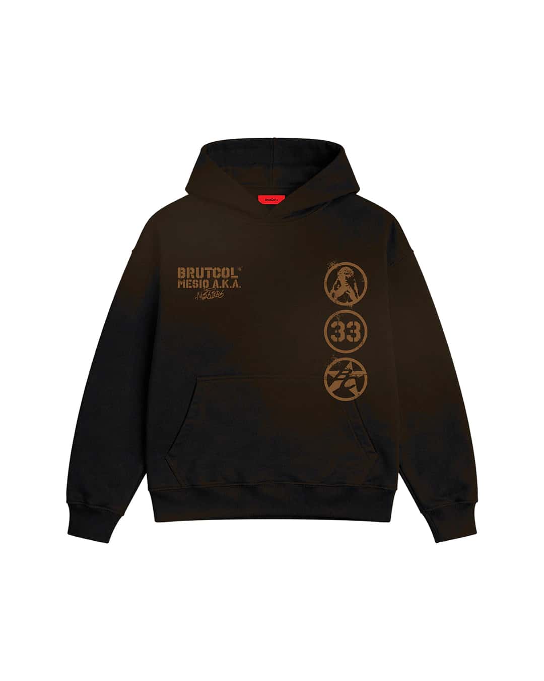 HOODIE OVERSIZE CROPPED BRUTCOL® X MESIO A.K.A MESÍAS – NEGRO DESGASTADO - miniatura 3