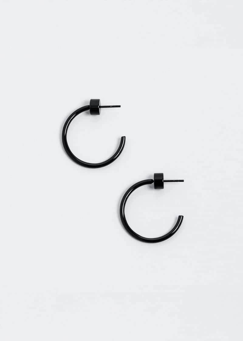 Small Thin Hoops Negro