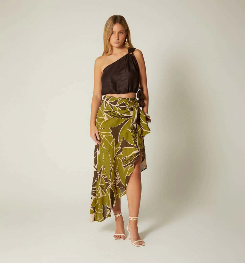 Falda wrap con bolero y amarre