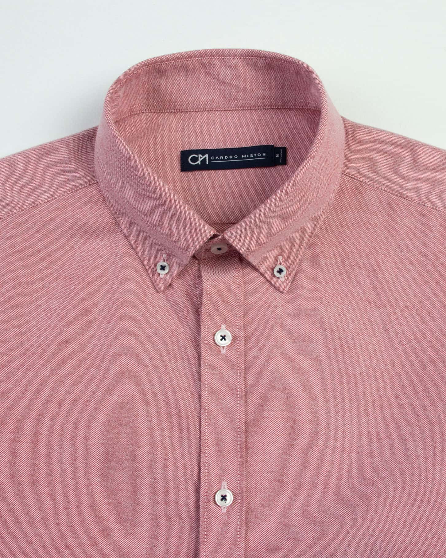 Camisa Oxford Botón Contraste Algodón Rojo - miniatura 2