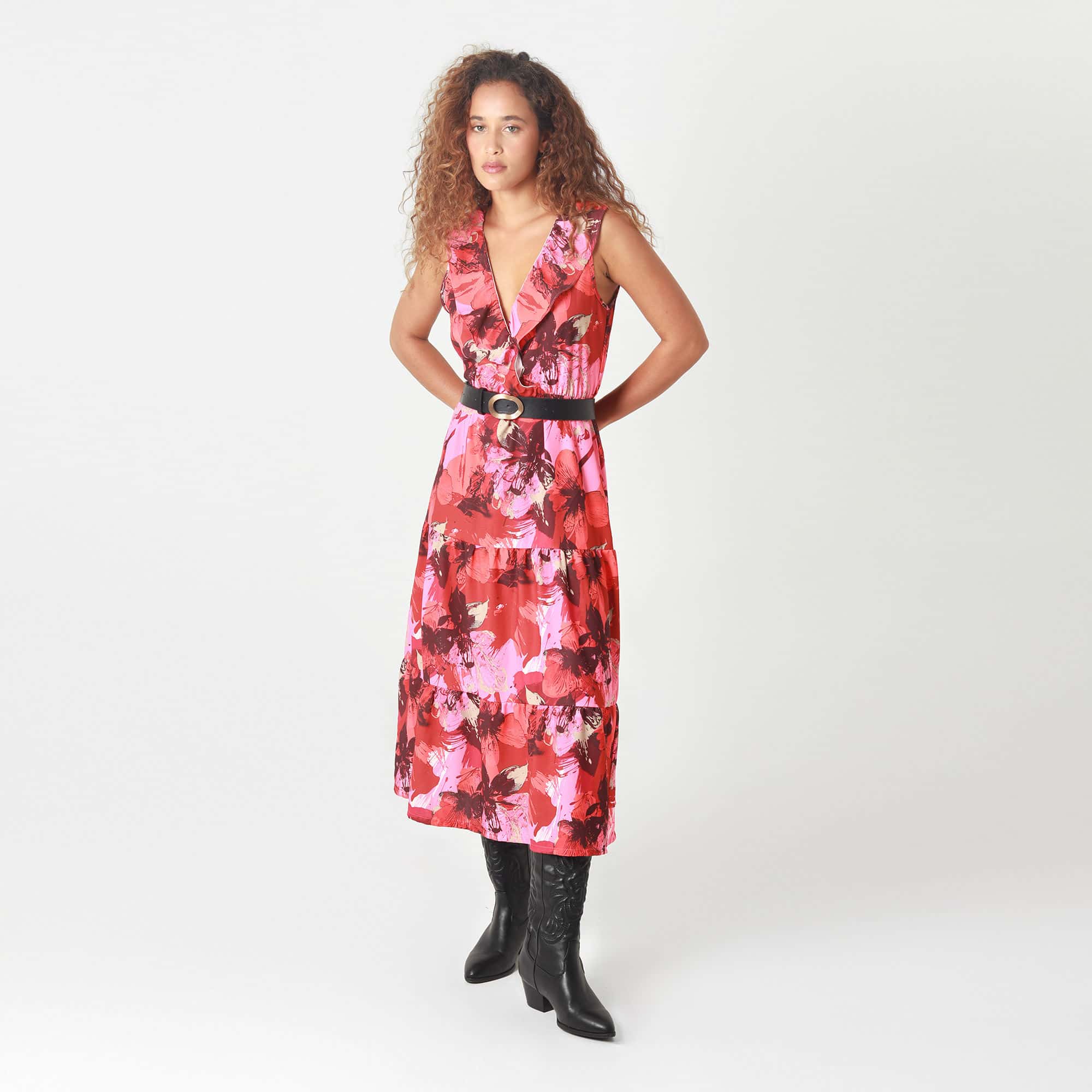 Vestido Cuello V Manga Sisa