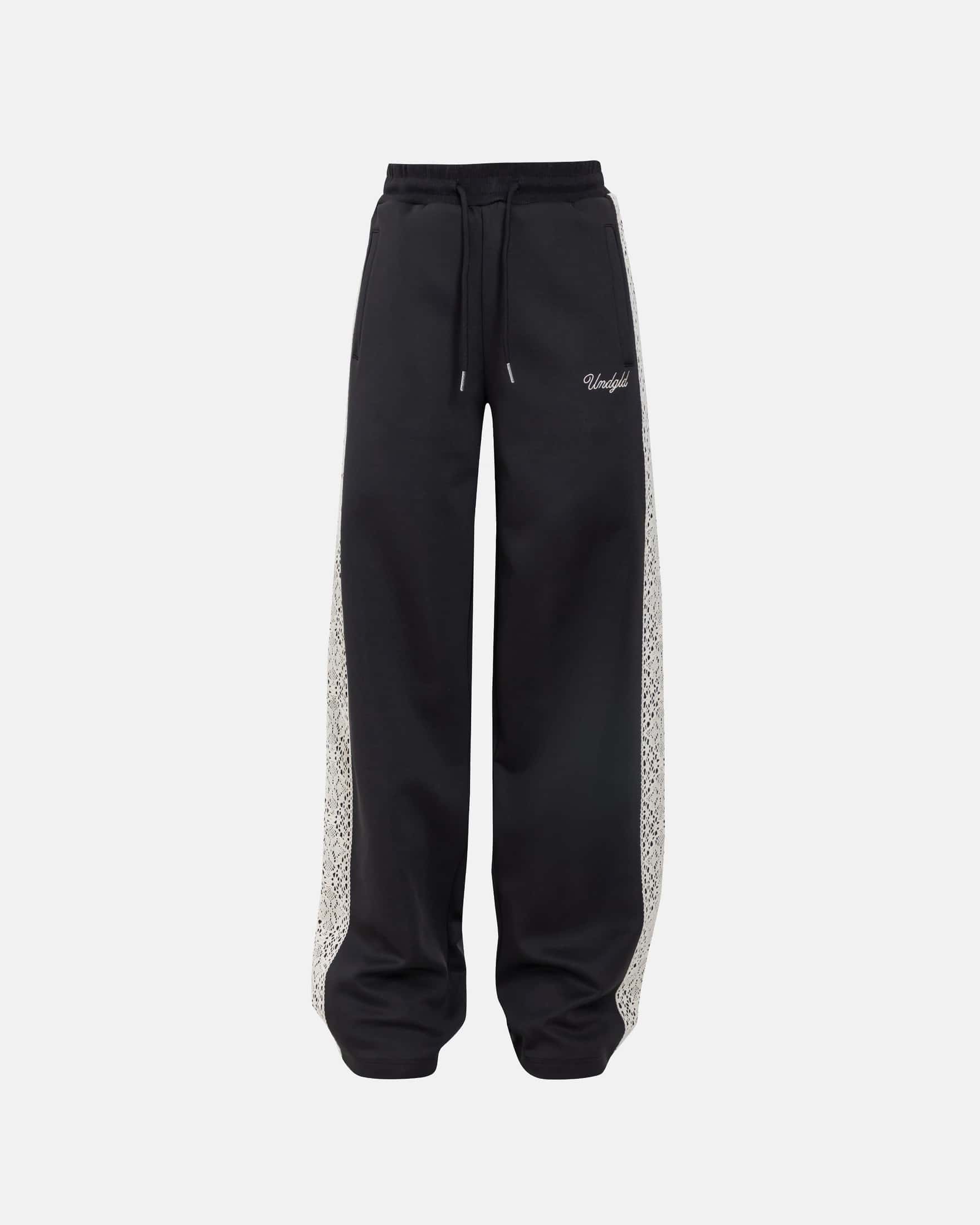 W Basics Undgld Lace-panel Track Pants Black