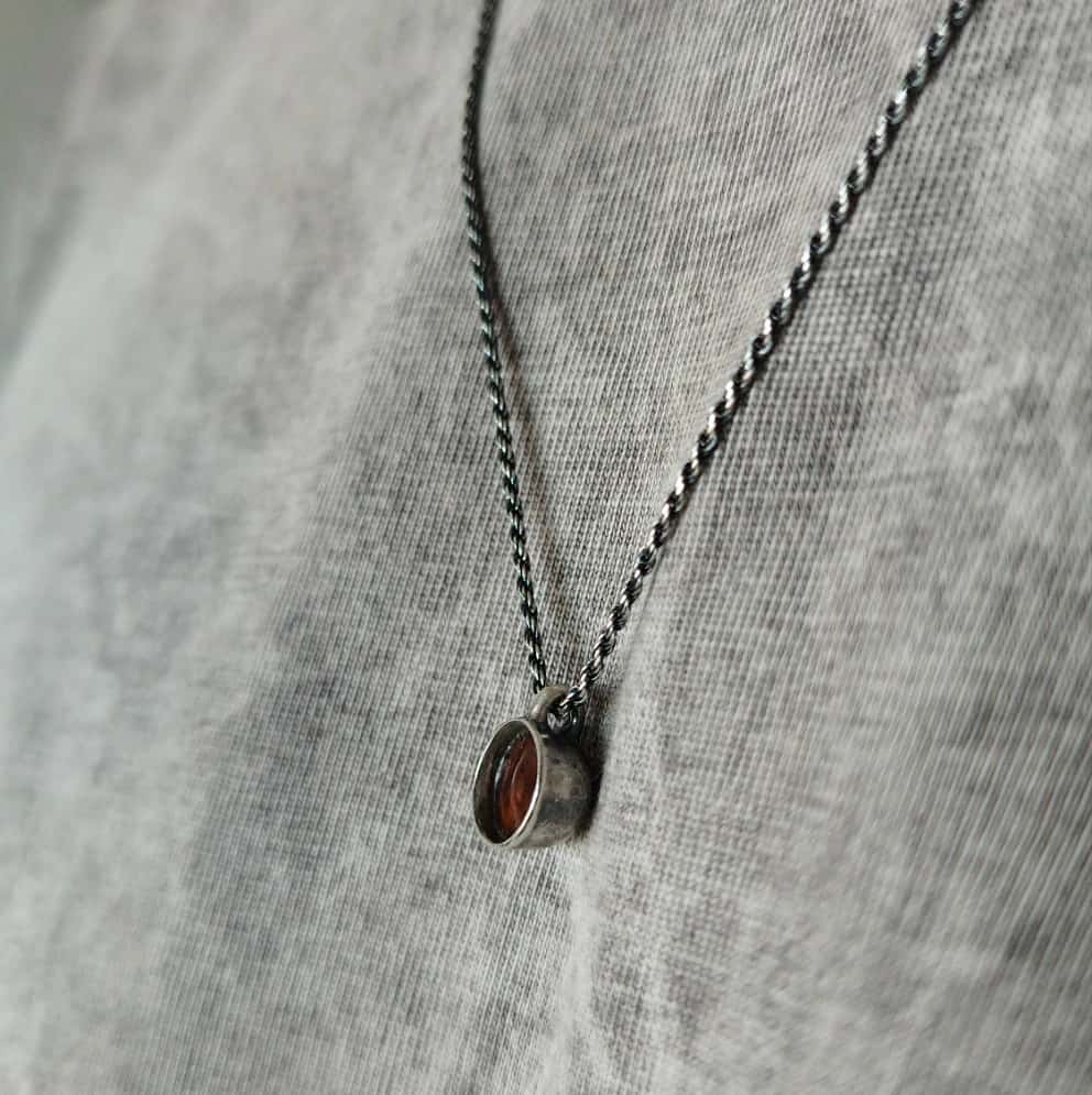 Collar Tintico con cadena especial larga (70cm) en plata esmaltada