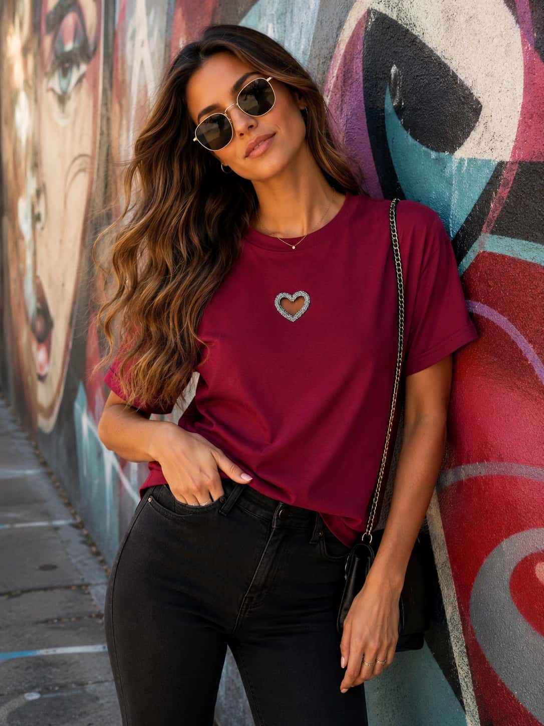 CAMISETA CORAZON EN RELIEVE
