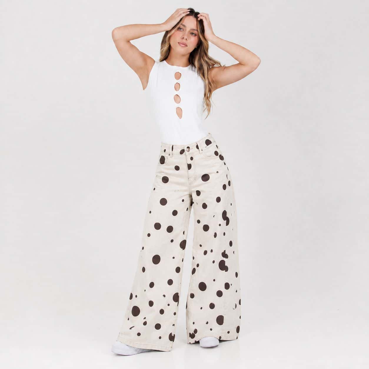 Jean Wide Leg Beige Ax-3176 Rigido Premium