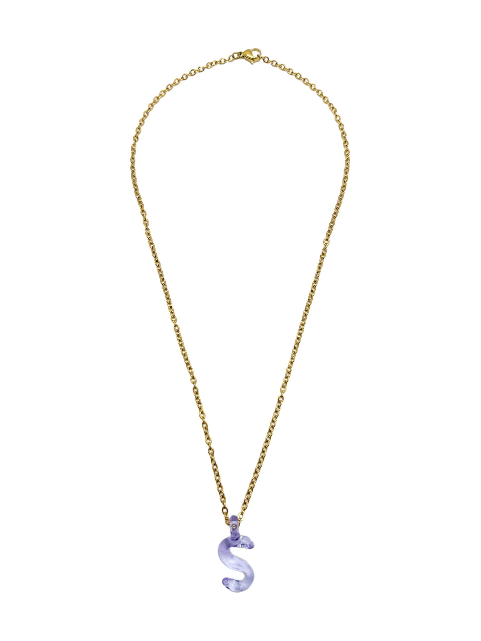 purpple glass necklace 1 letter - miniatura 24
