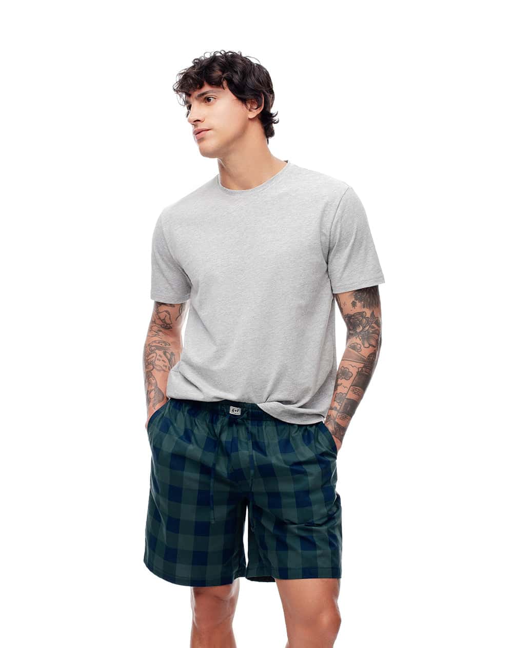 Camiseta + bermuda de pijama algodón surtida hombre