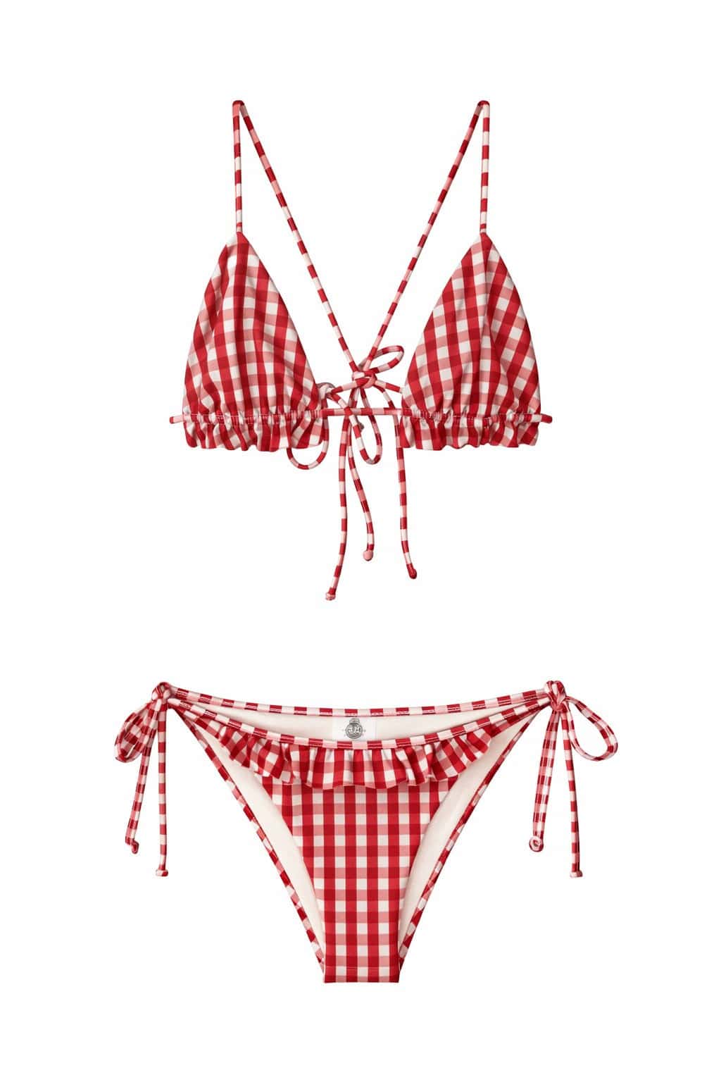 AISHA BIKINI TOP - CHERRY RED GINGHAM