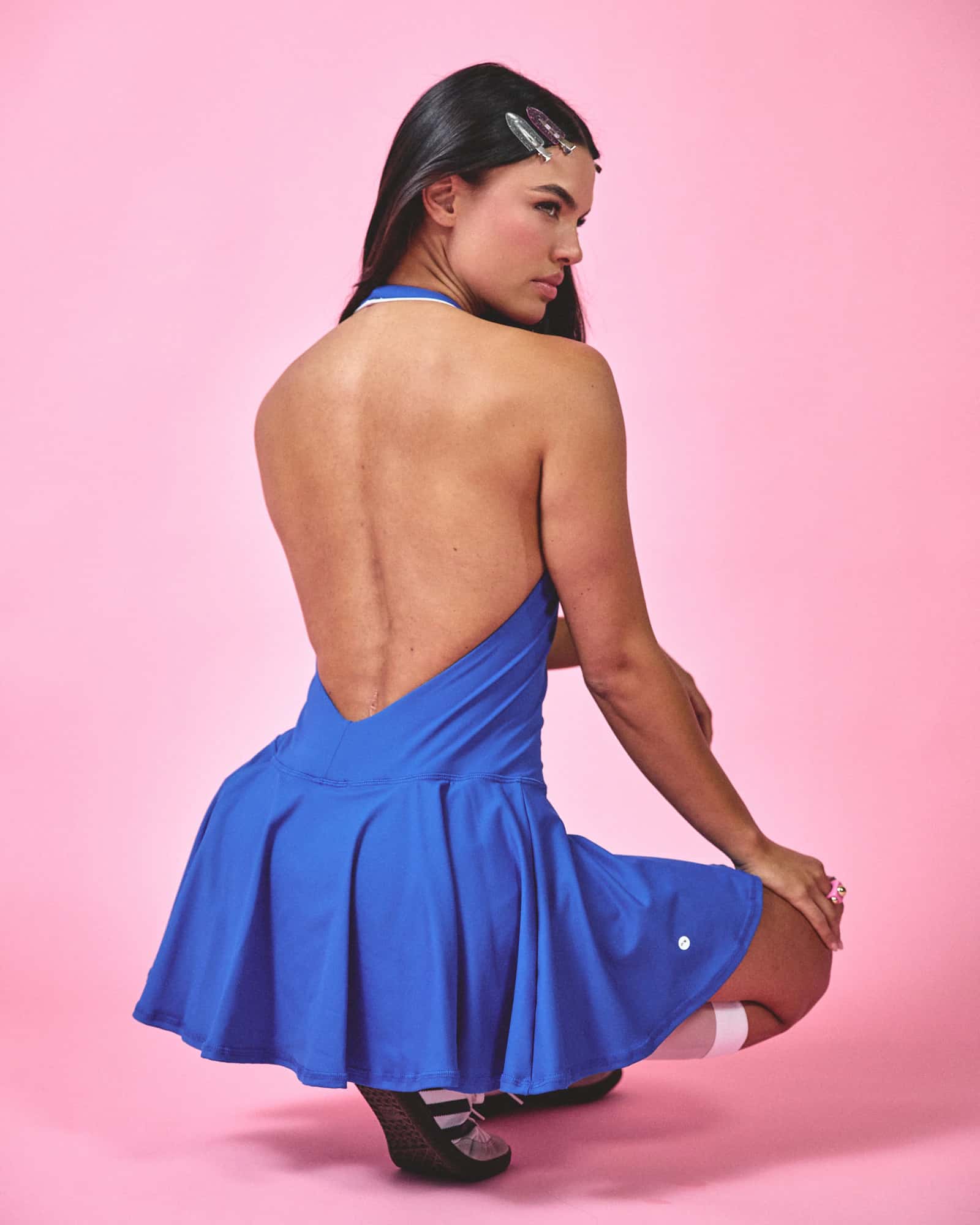 Enterizo falda halter azul orbita genuina
