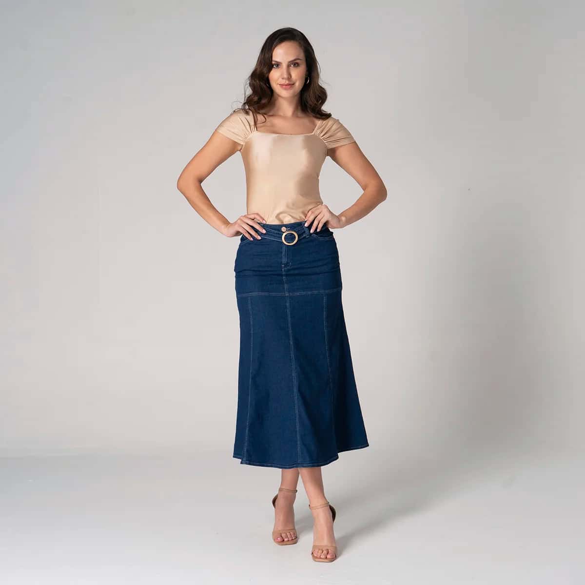 Falda Larga Denim Slim Kenbleu