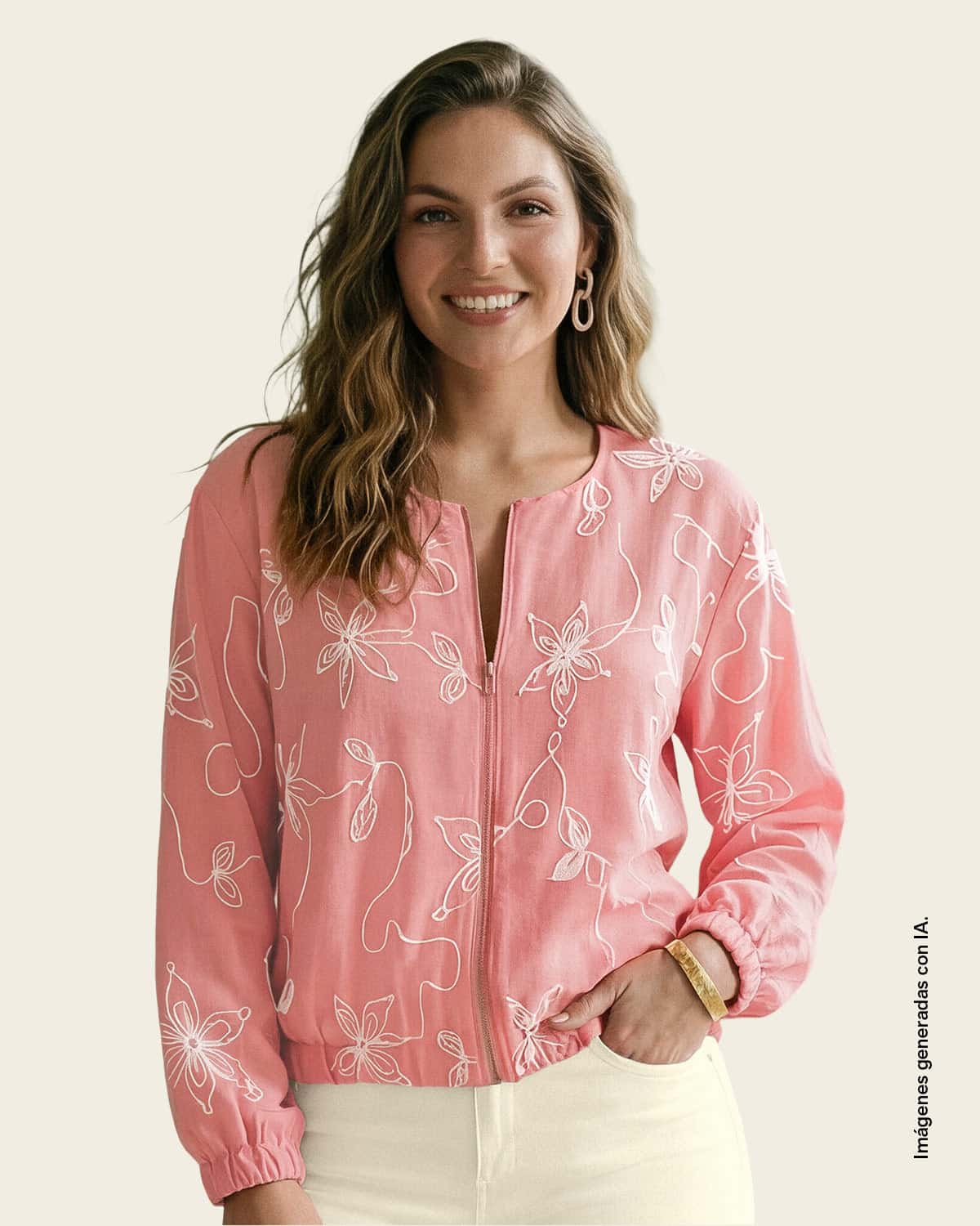 Chaqueta silueta amplia en tela bordada