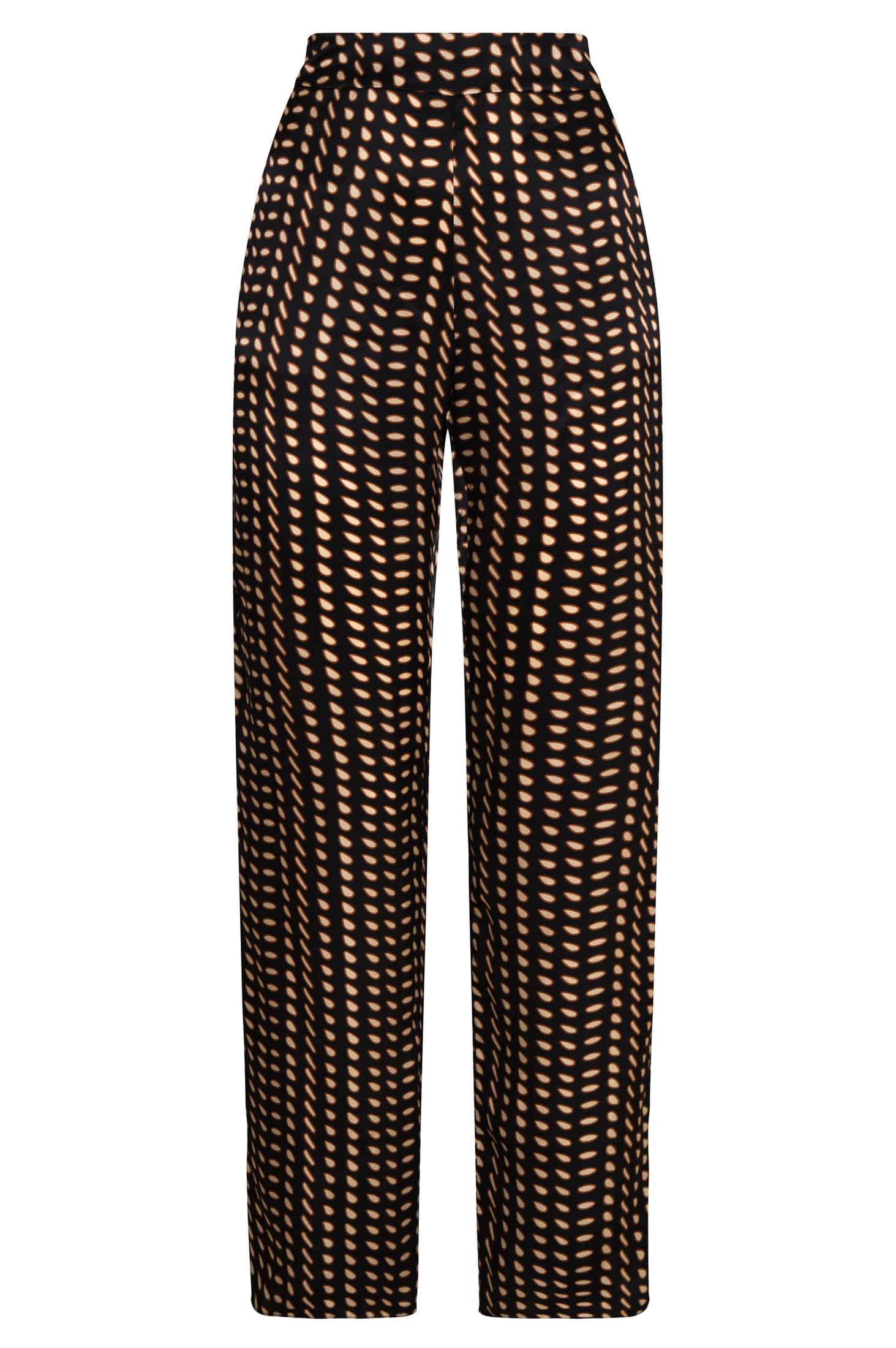 Santo Tomás Satin Silk Pants / Black & Ivory Seeds