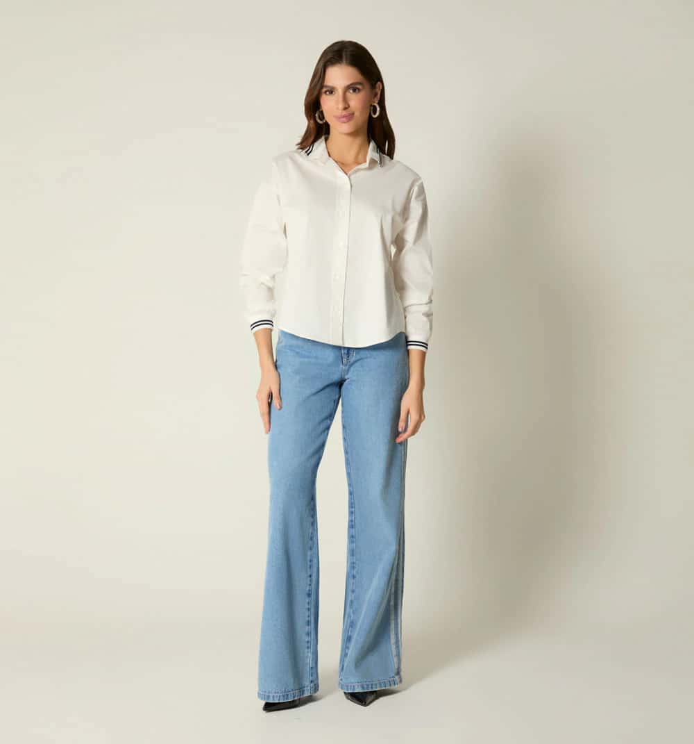 Blusa manga larga puños en rib