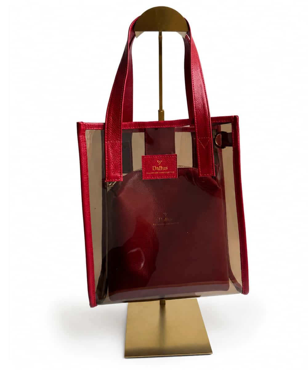 Bolso Mediano Vinilo Oscuro Rojo