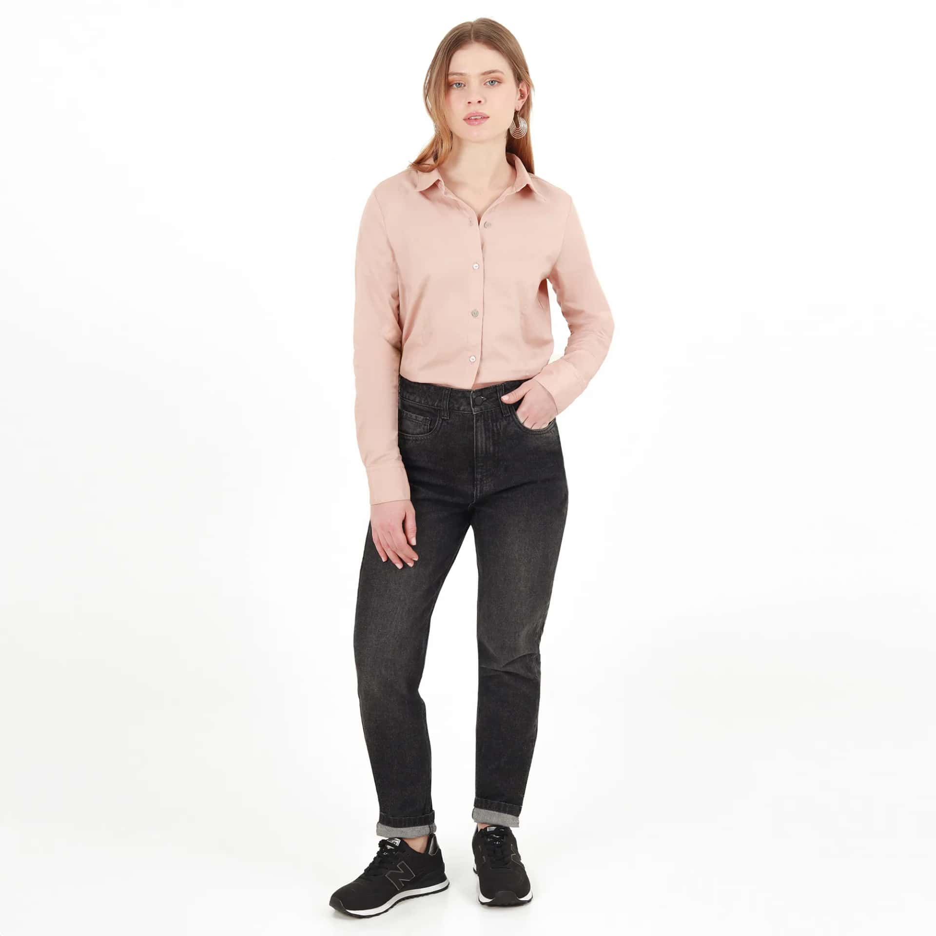 Jean Mom Tiro Alto Bota Skinny