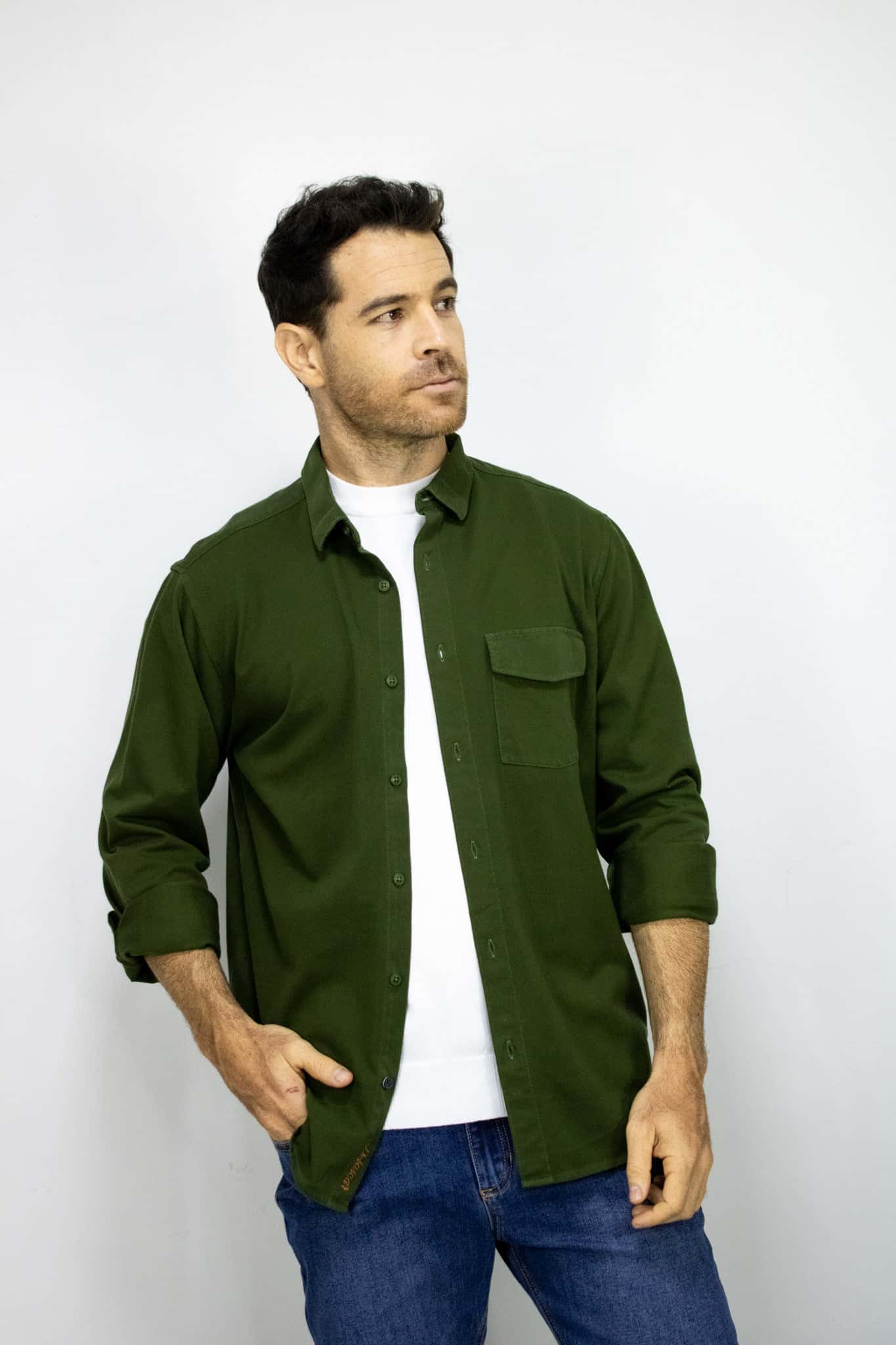 SOBRECAMISA  MANGA LARGA VERDE PARA HOMBRE