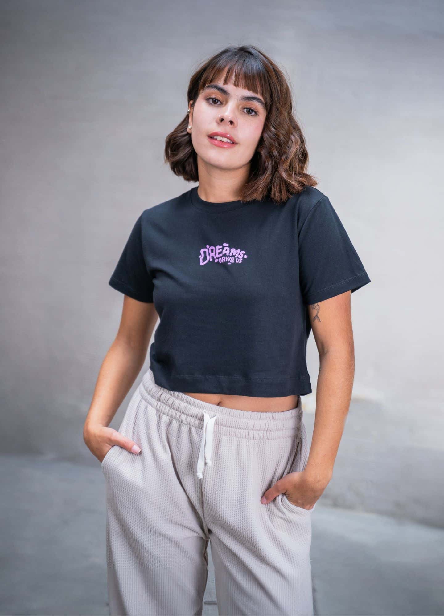 Dreams Crop Top – Negro