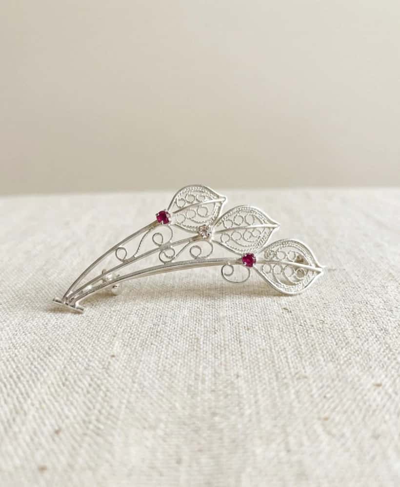 Prendedor Petalo circon Rosa