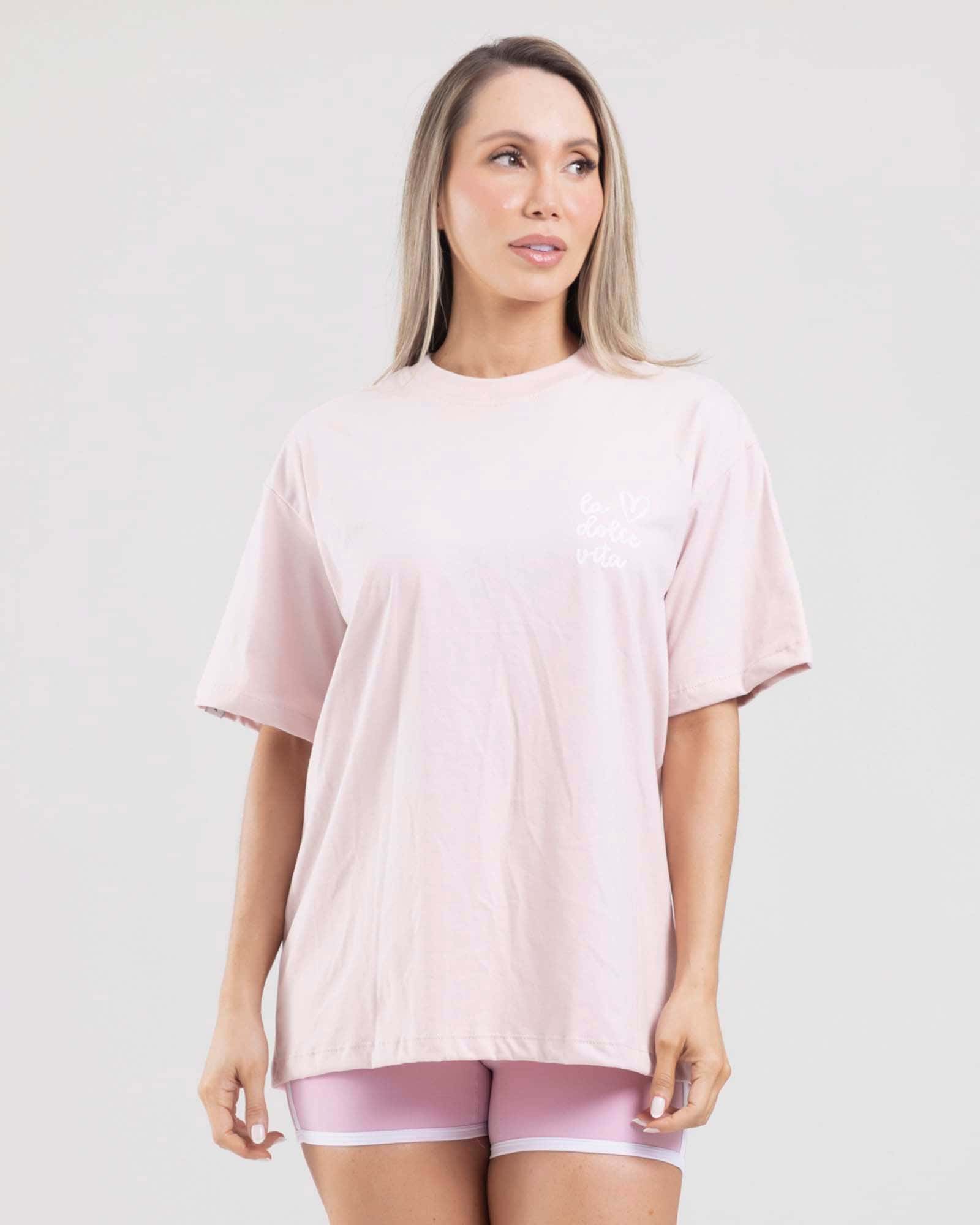 Camiseta oversize la dolce vita rosado orchid FIBER