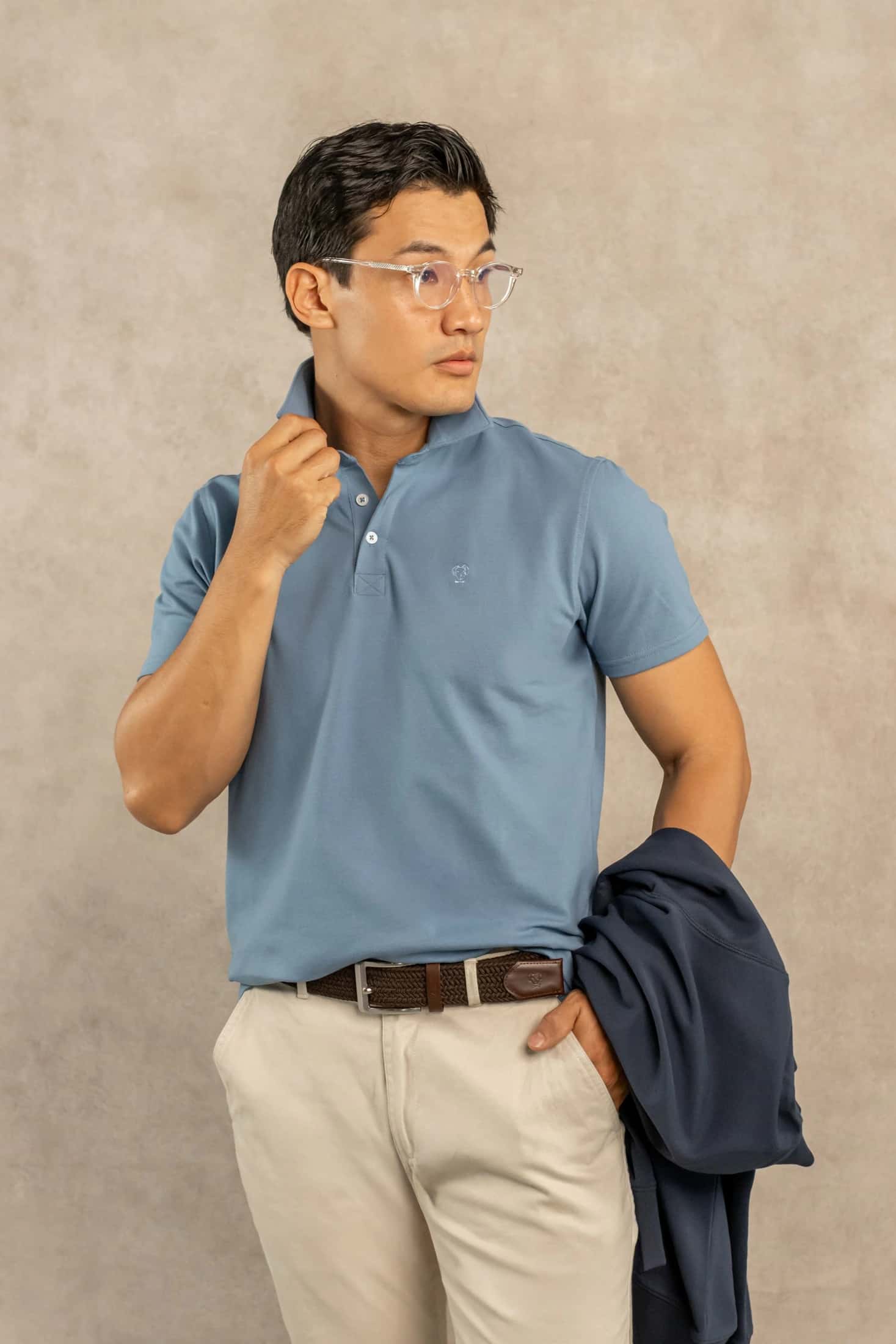 Polo Antimanchas Azul Chino