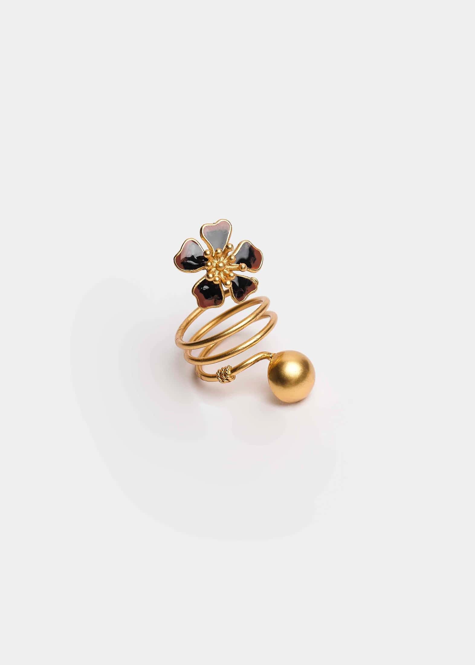 Anillo Aurora Espiral Negro