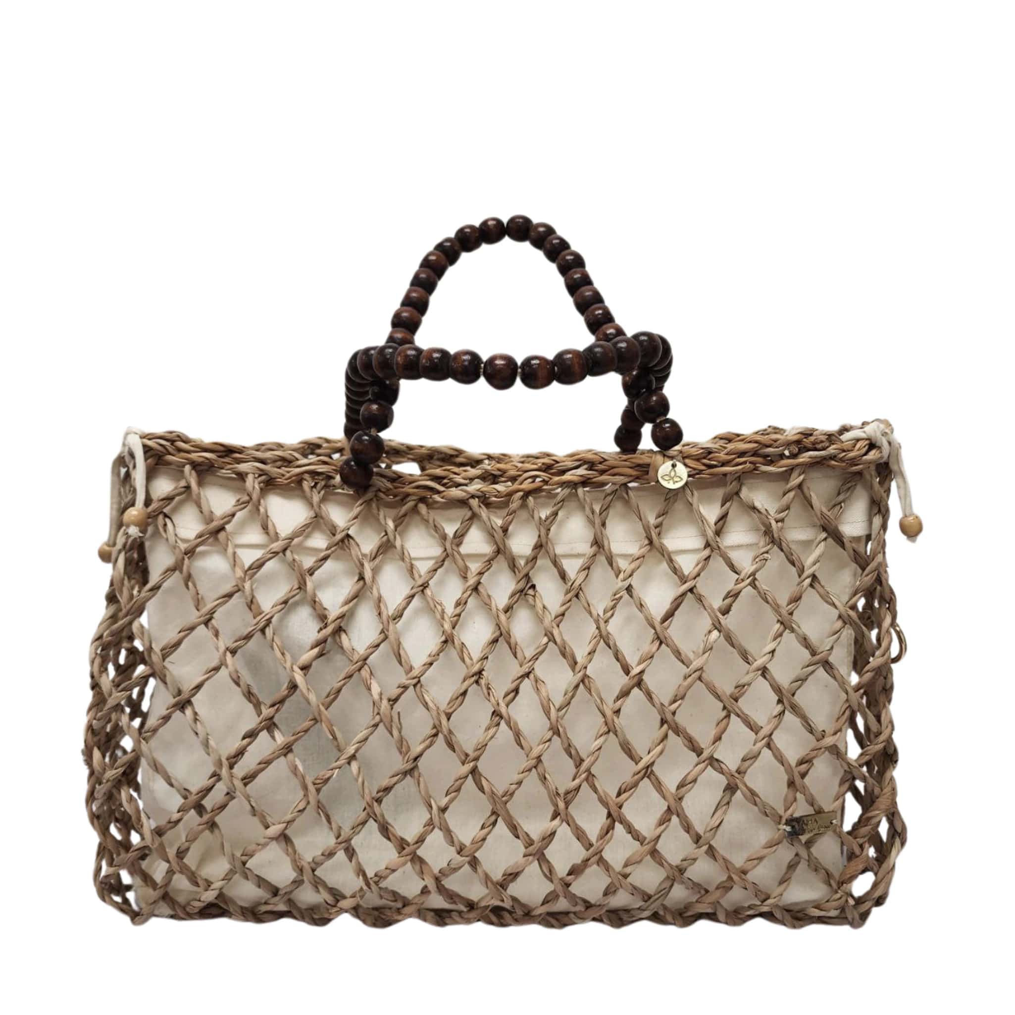 Woven Bead Handle Tote