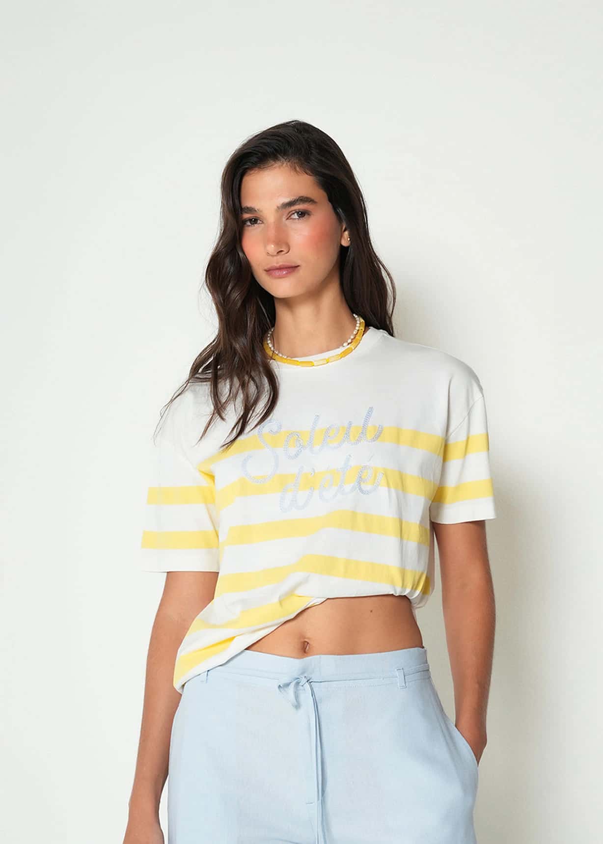 Camiseta manga corta a rayas