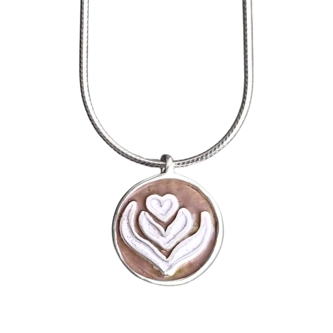 Collar Café Capuchino con cadena especial corta (45cm) en plata