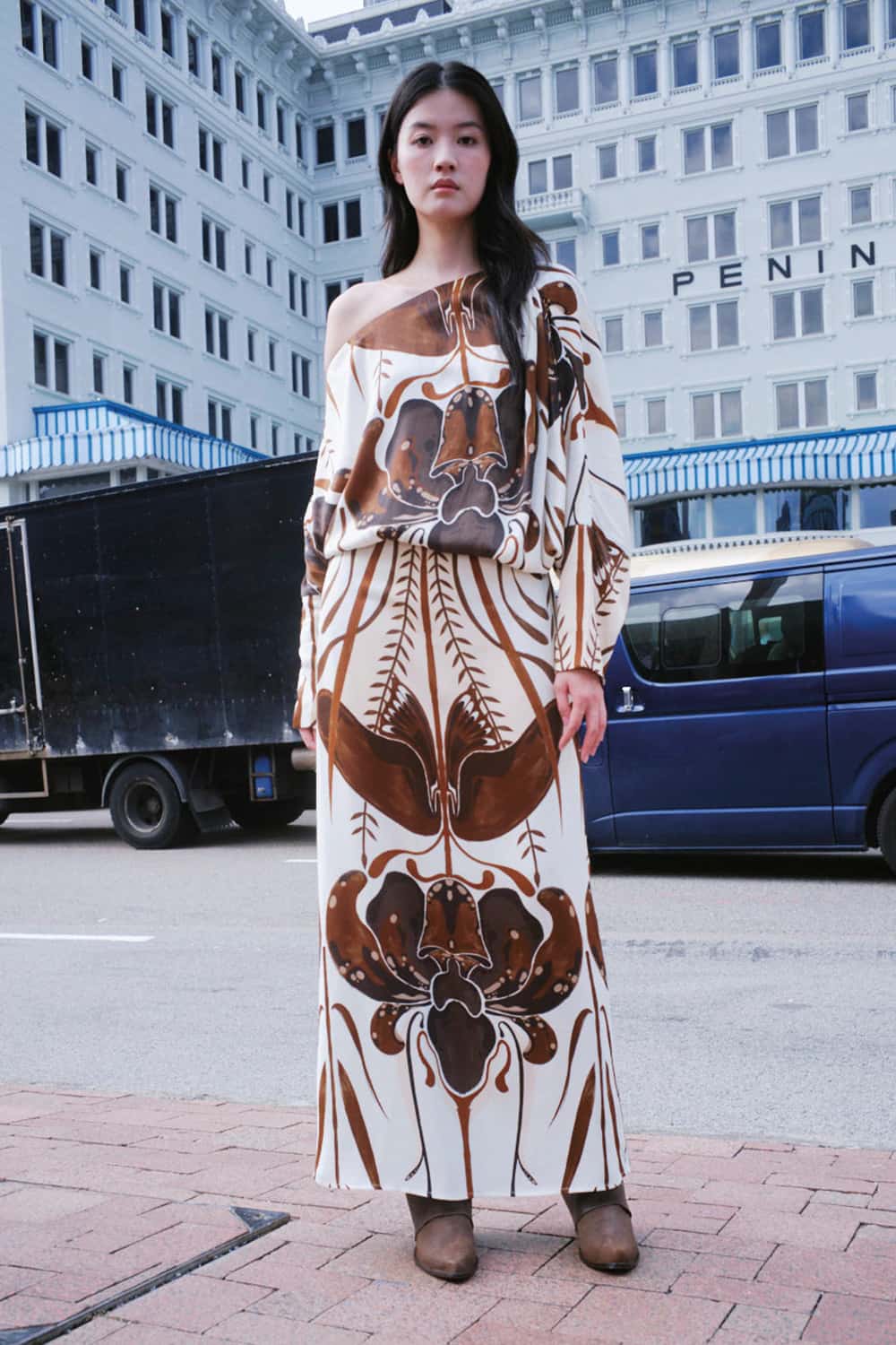 Vestido chengdu ivory coffee