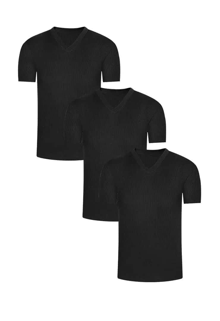 Camiseta cuello V acanalada (Pack X3)(2682)