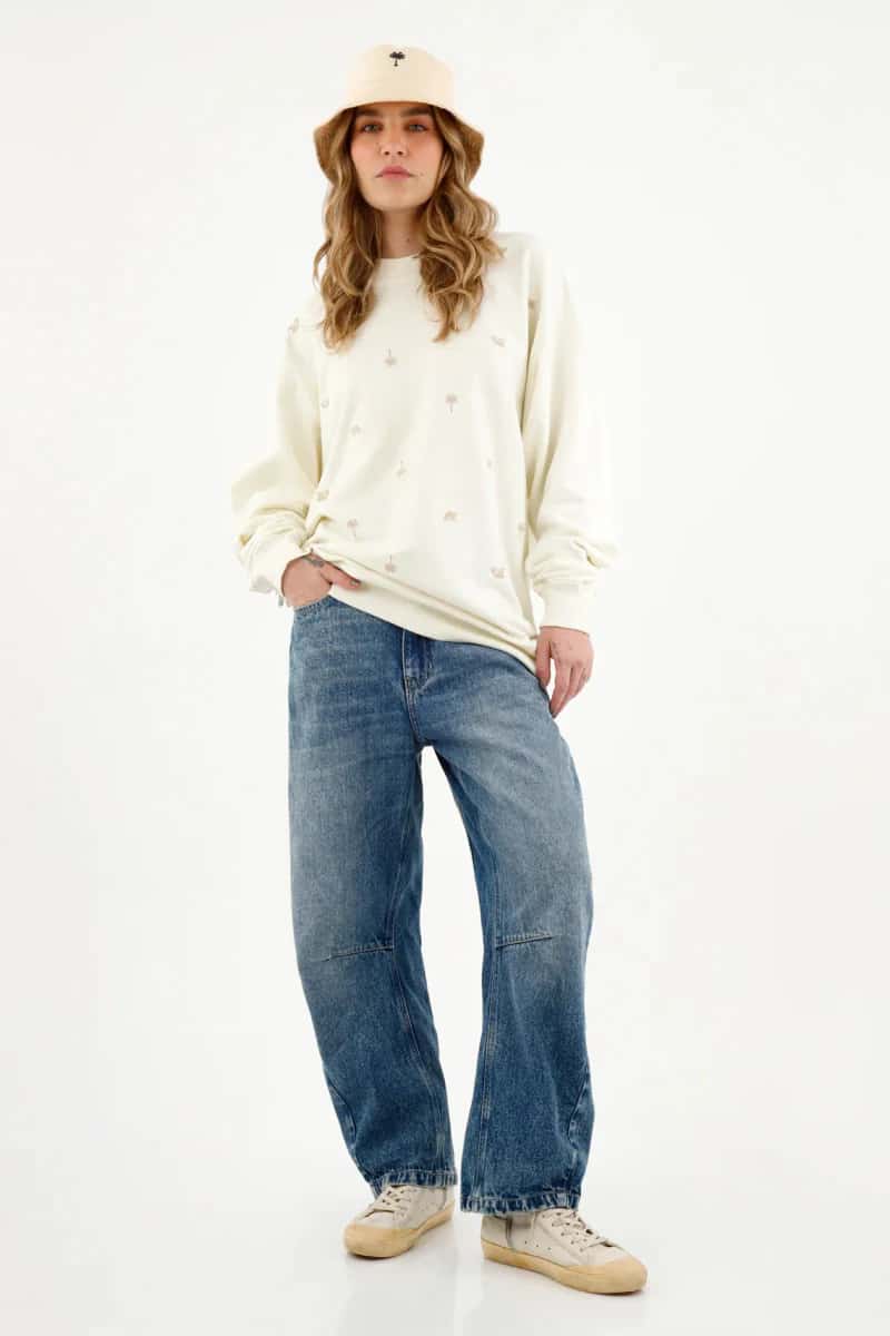 Buzo unisex crudo con mini bordador allover