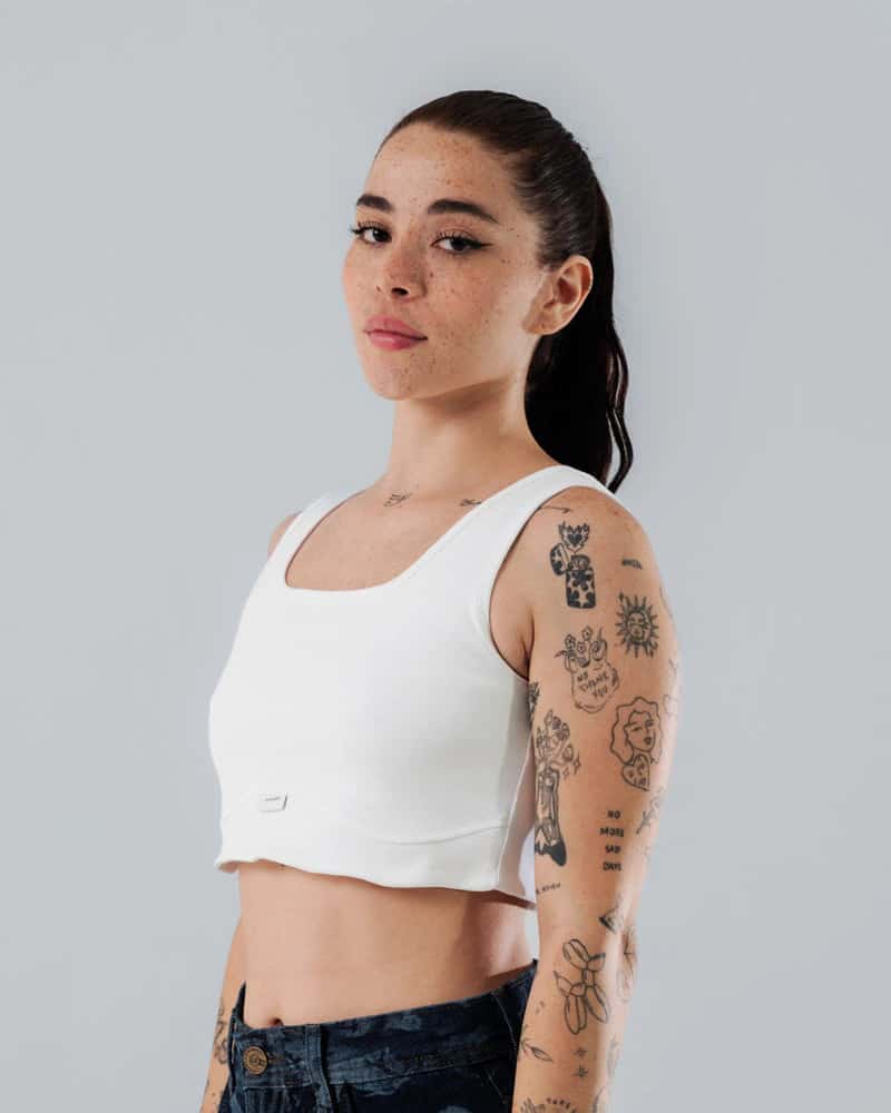 Crop Top Blanco Para Mujer Escote Cuadrado - miniatura 1