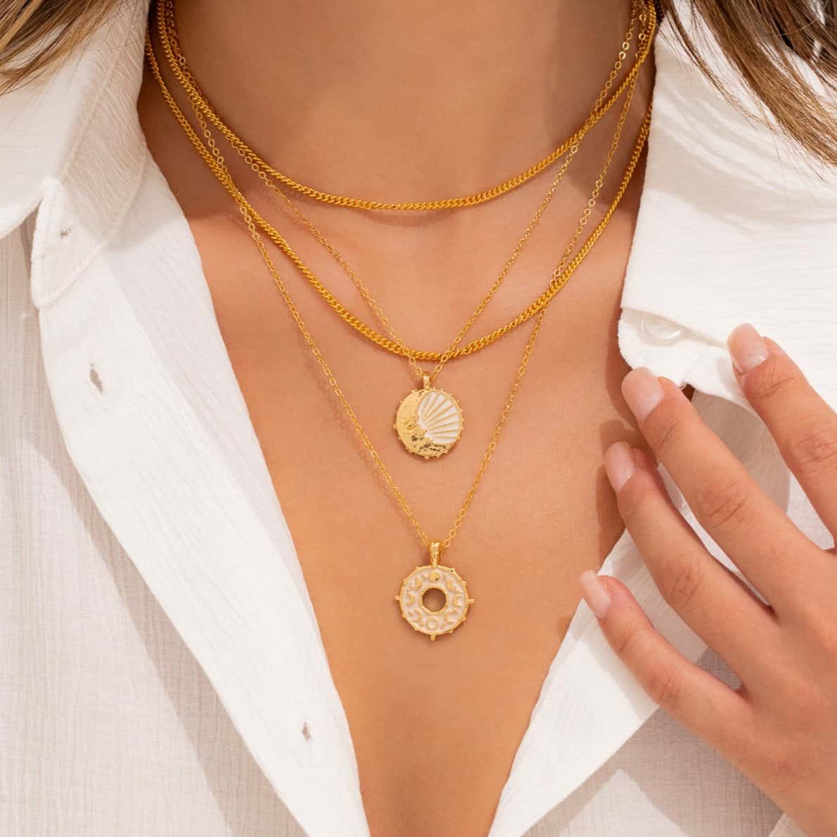 Set Collar Luna + Aretes