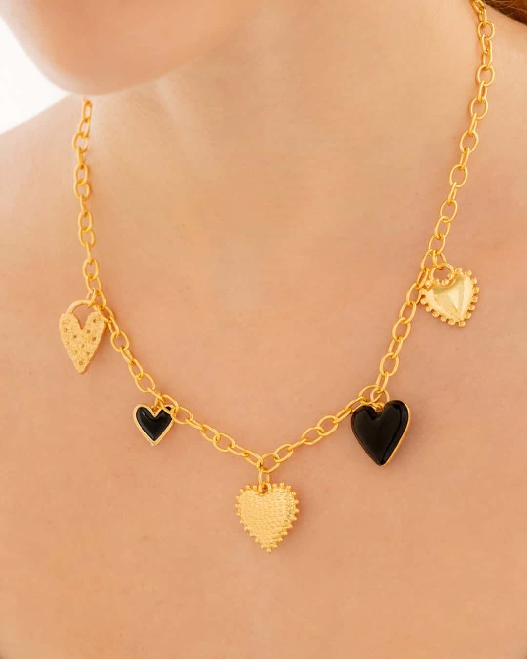 Collar Multicharms Corazones + Aretes - miniatura 1