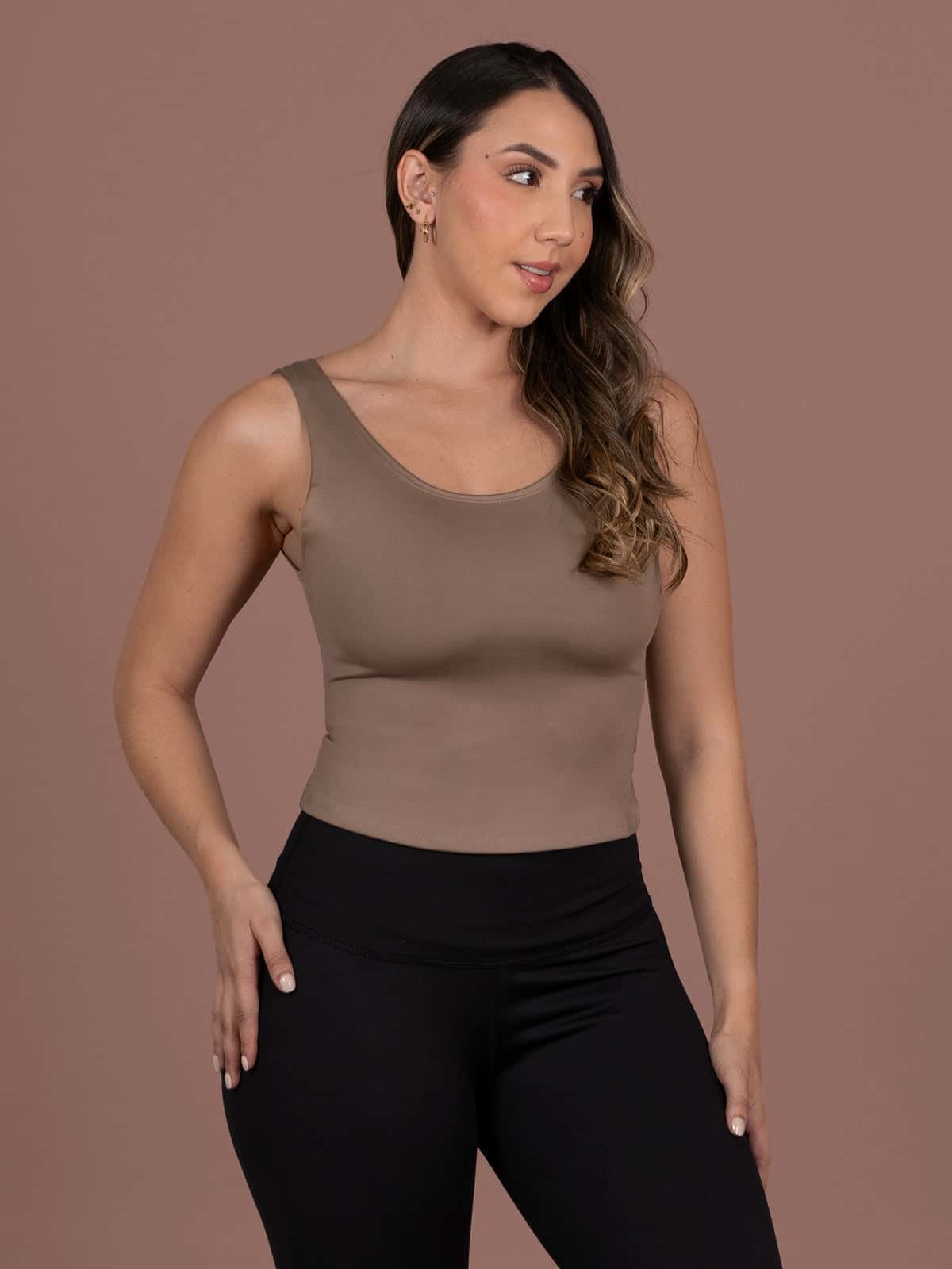 Blusa shape Caqui