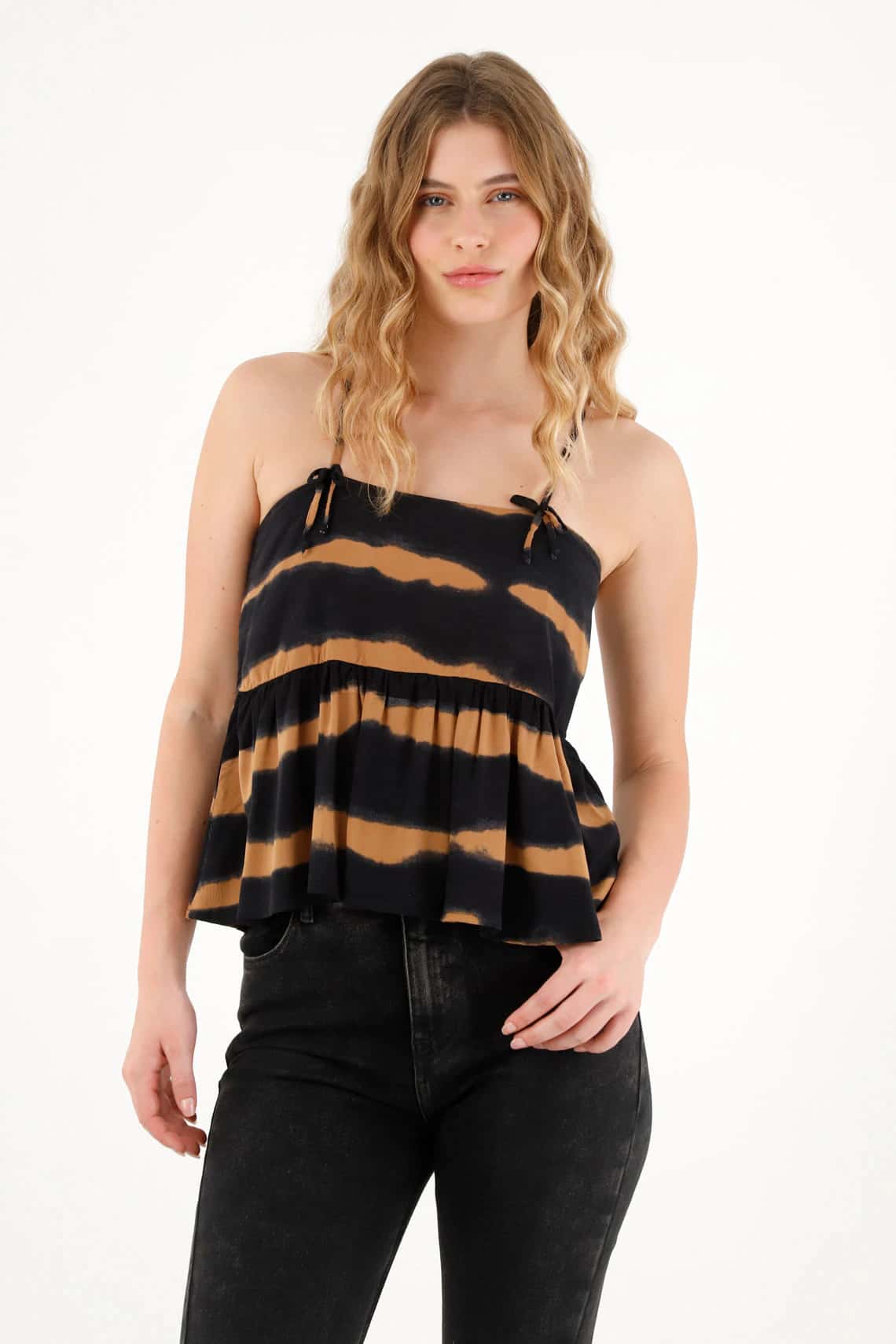 Camisa de tiras con estampado tie dye para mujer