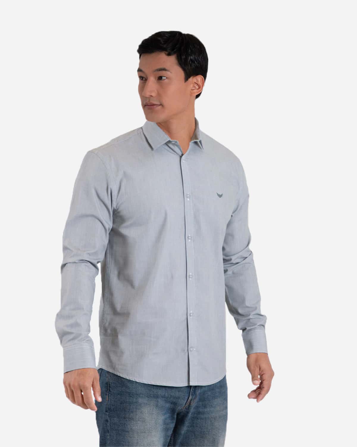 Camisa slim verde rayas manga larga para hombre