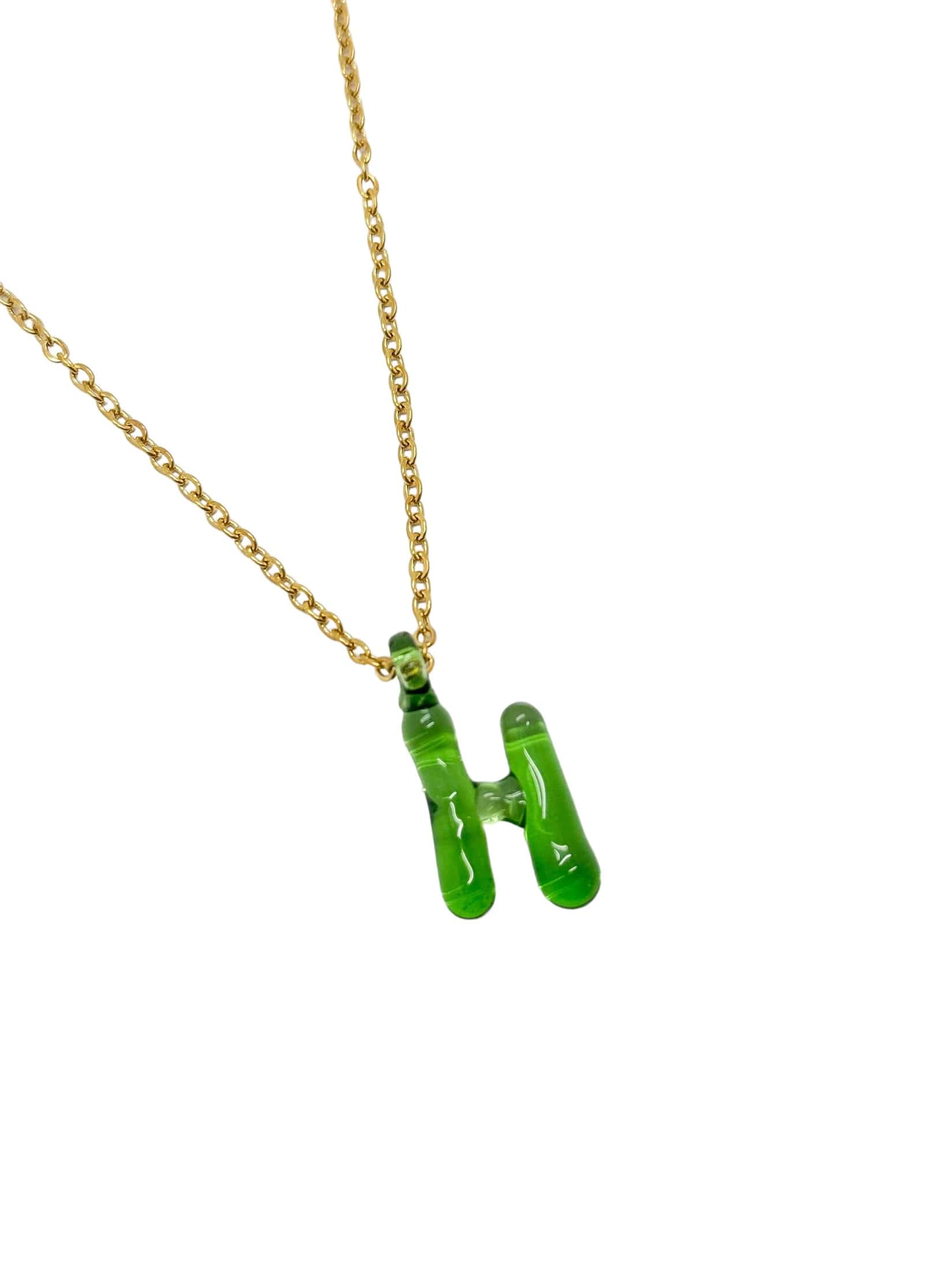 green glass necklace 1 letter - miniatura 15