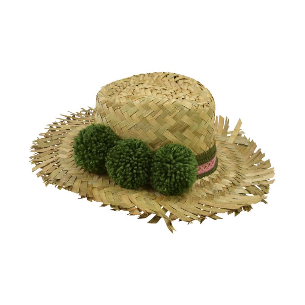 Straw Hat with Pom-Poms - miniatura 3