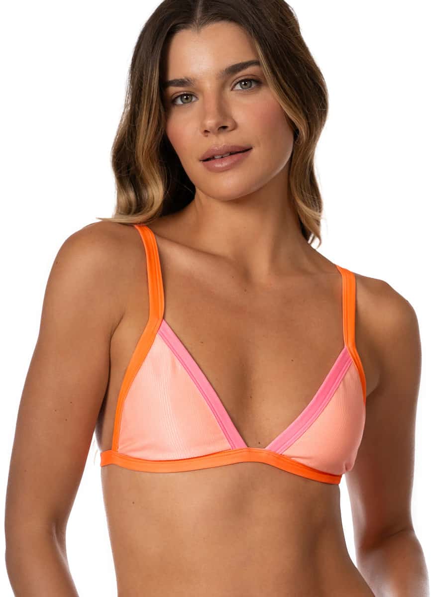 Maaji Peach Coral Rewind Fixed Triangle Bikini Top - miniatura 2