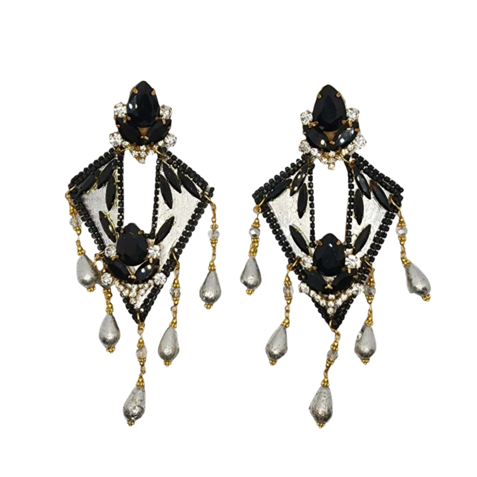 Diamond Black & Silver Earrings