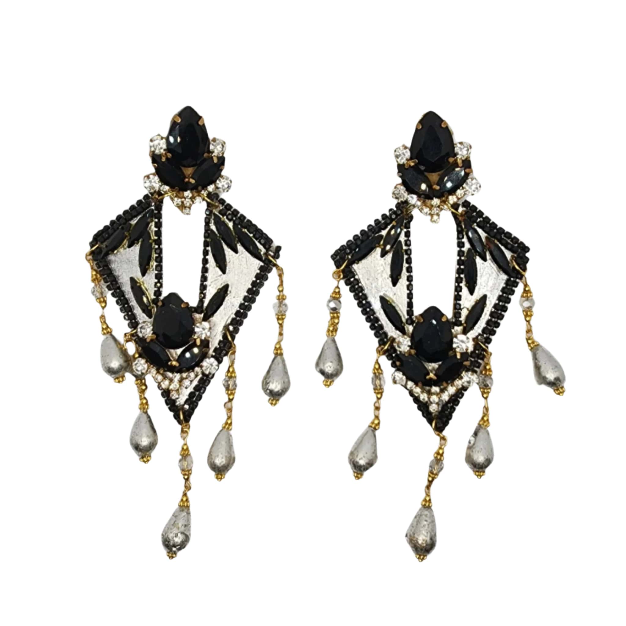 Diamond Black & Silver Earrings