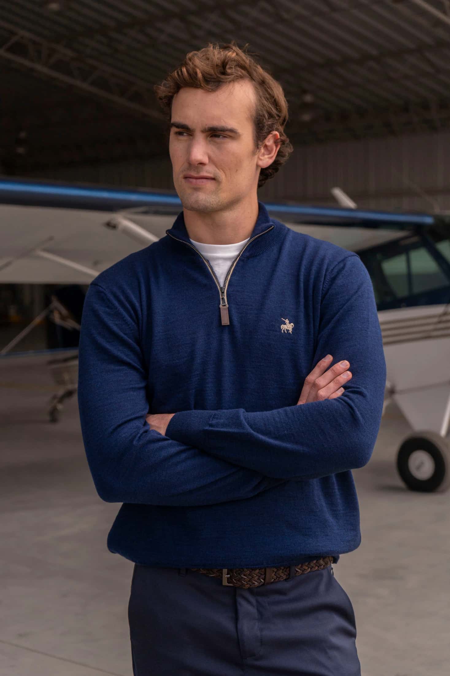 Suéter Halfzip Merino Azul Oscuro