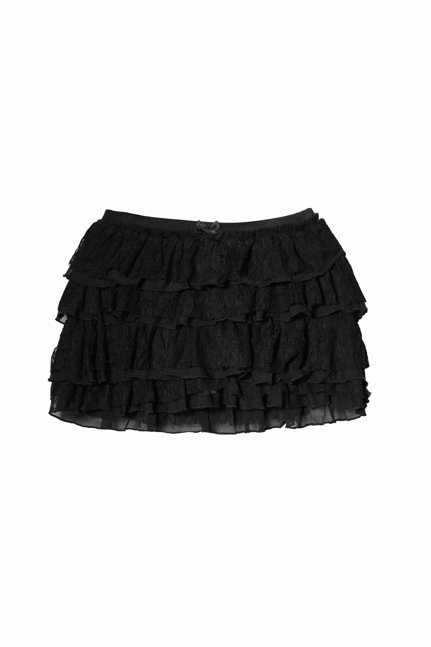 MINI LACE SKIRT, BLACK