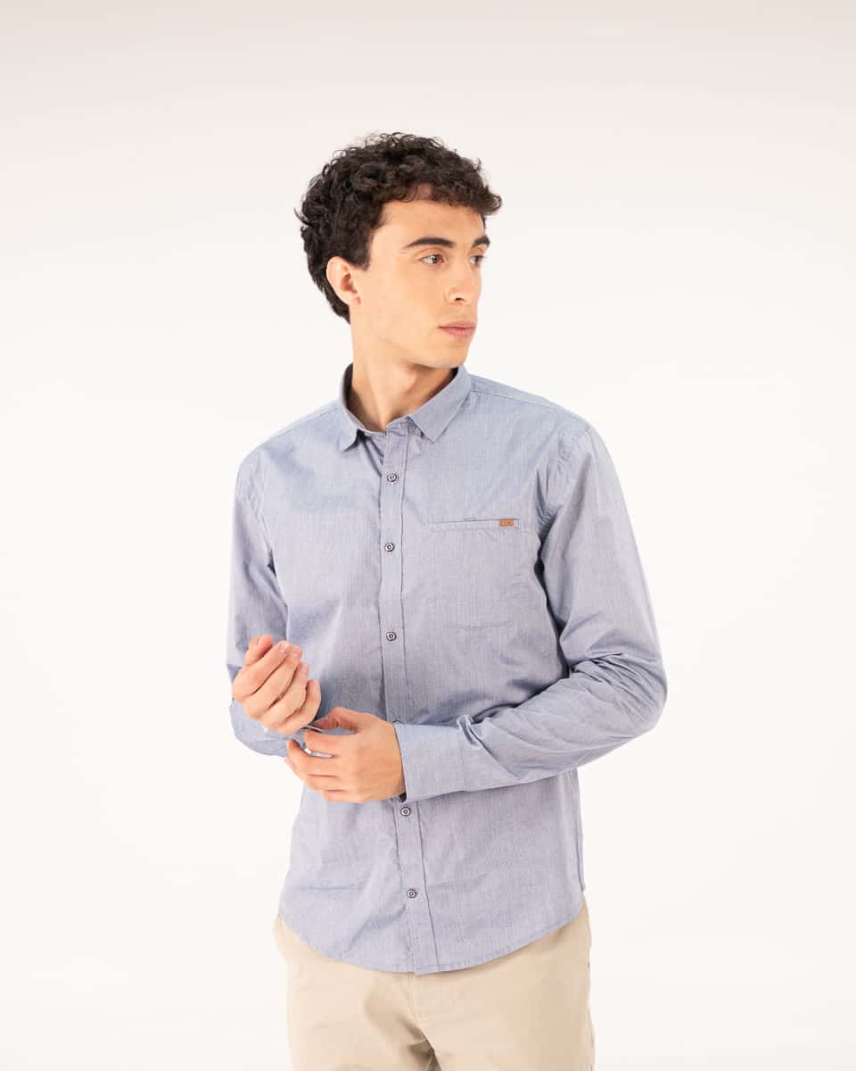 Camisa gris manga larga para hombre