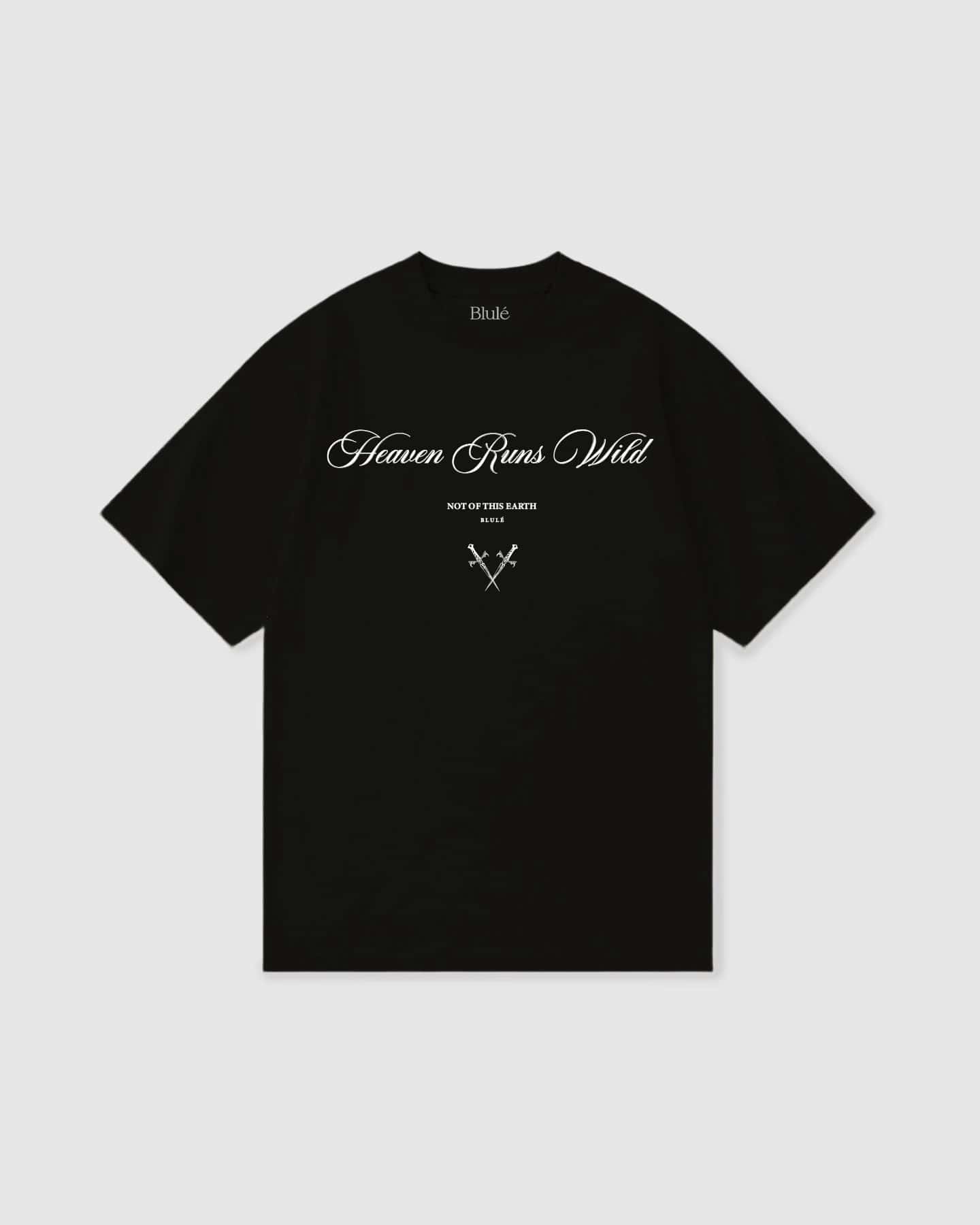 Oversized T Shirt Heaven Runs Wild Black
