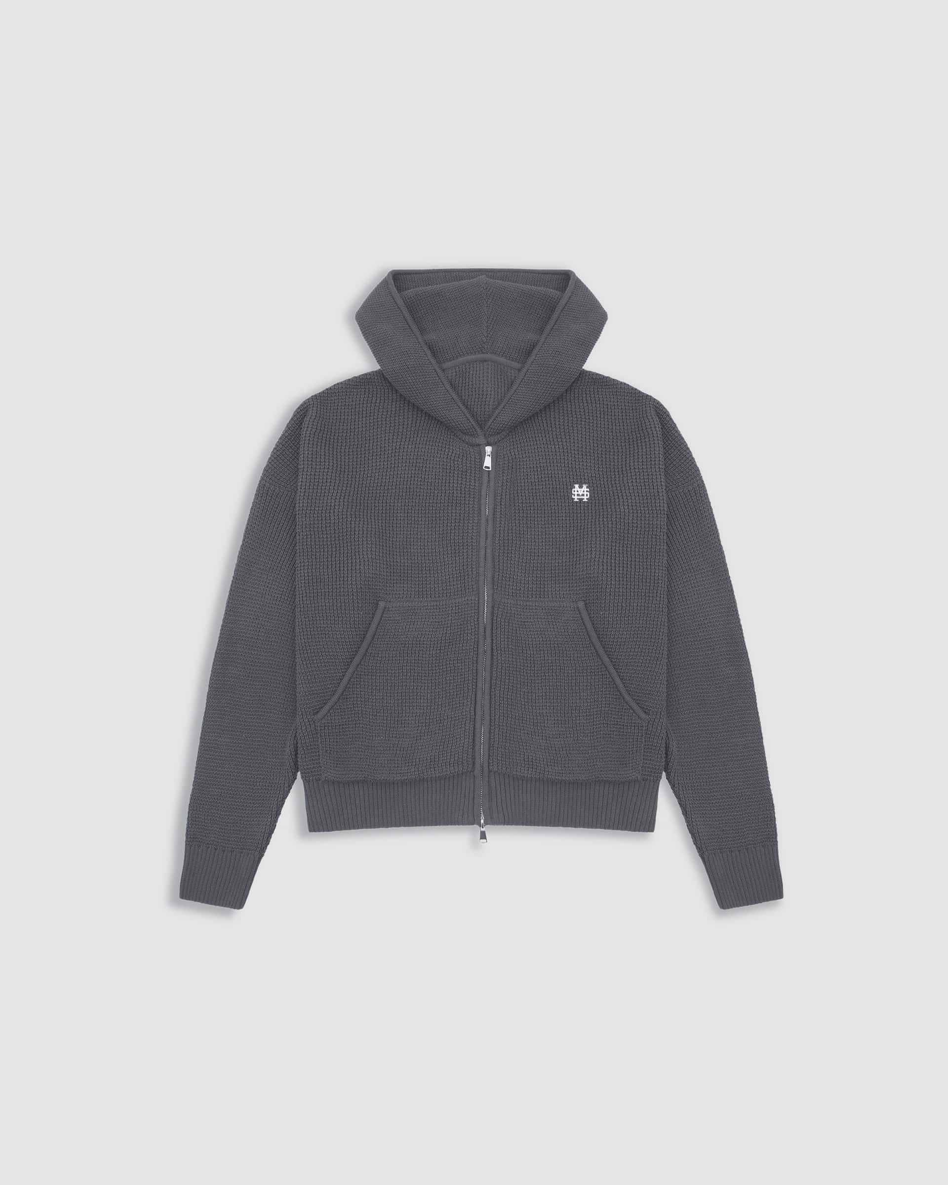 Zip Knitwear Hoodie - Gris Raton