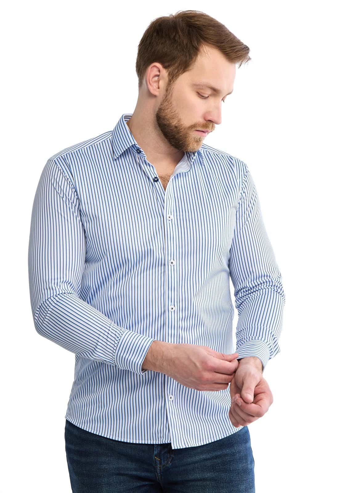 Camisa manga larga rayas azules