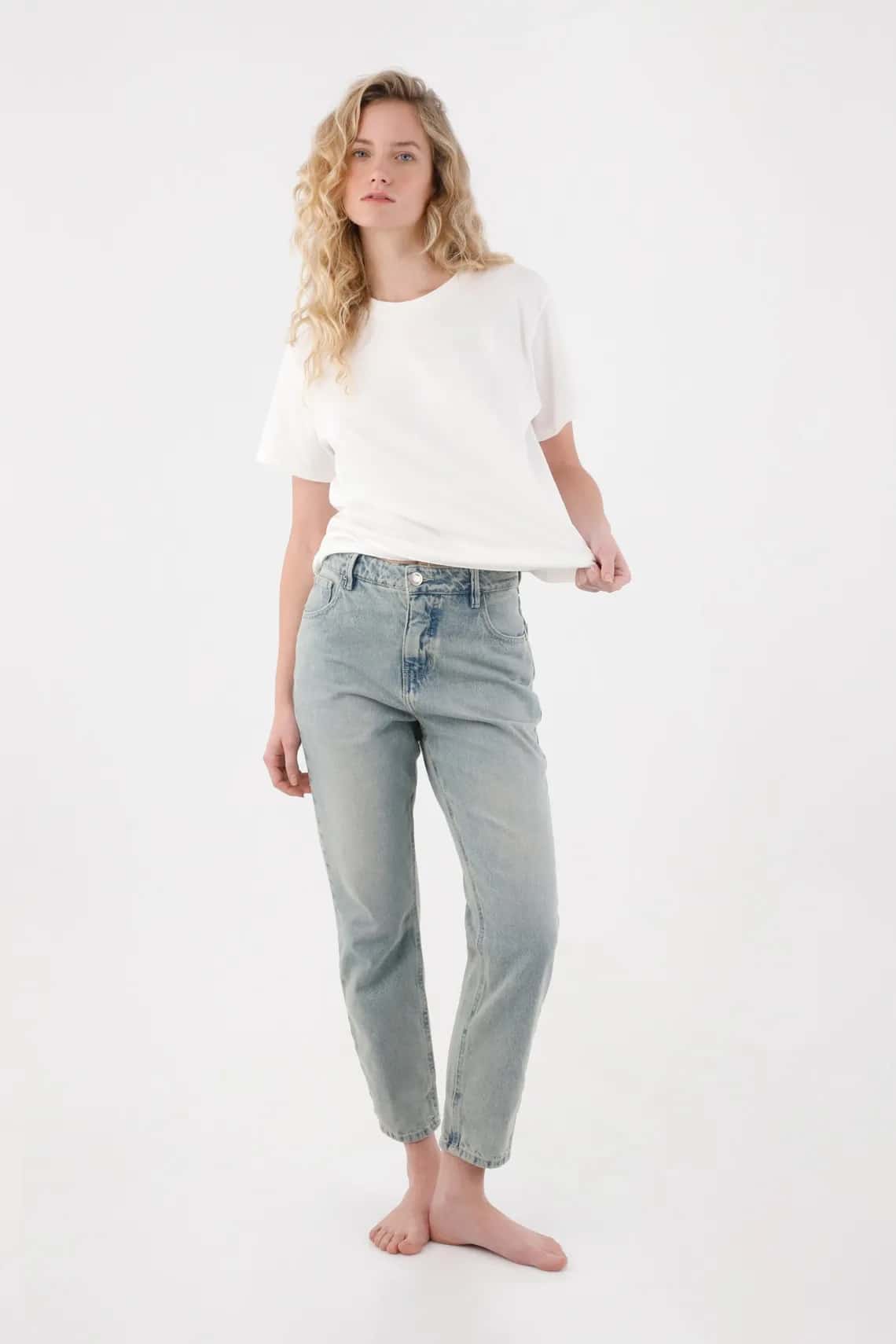 Jean Mom clásico azul para mujer